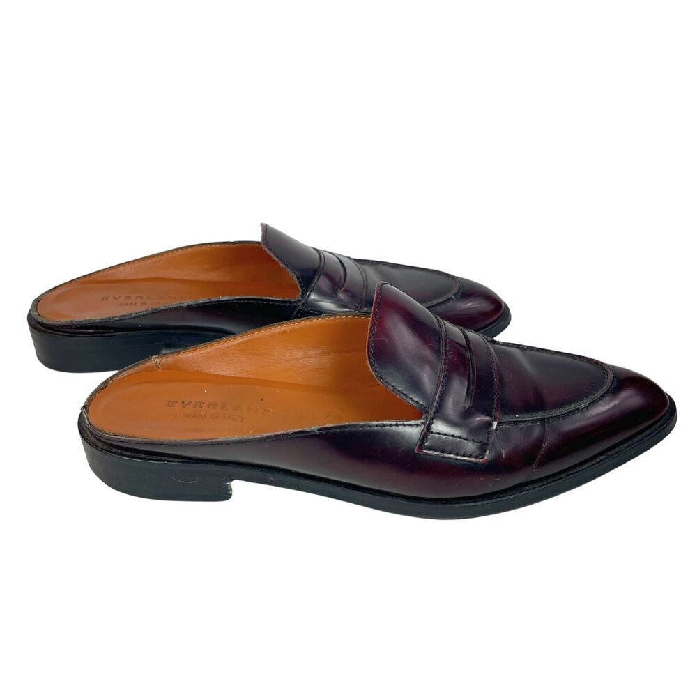 Everlane Burgundy Leather Mule Loafers
